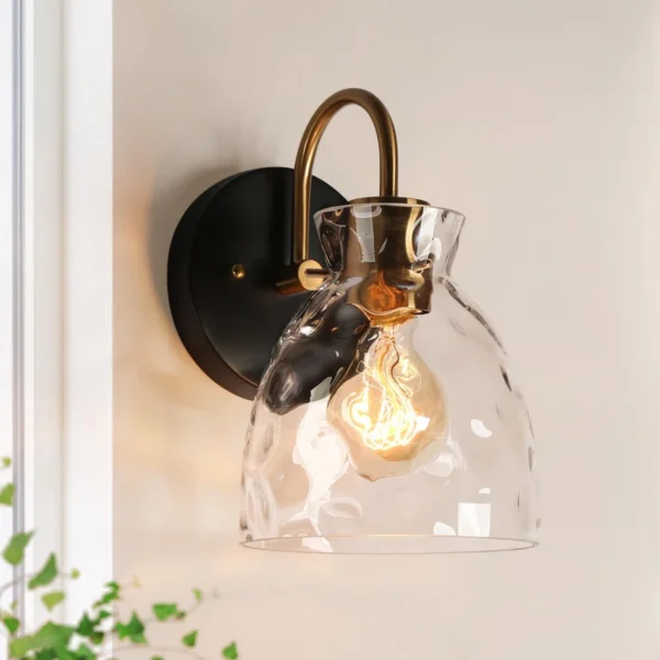 Iron Armed Sconce Dimmable with Glass Shade Bathroom Vanity Light