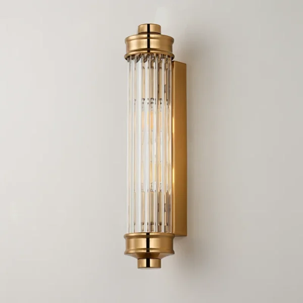 Sharima Ribbed Glass Rod Cylindrical Wall Light, 2 Heads Wall Lamp Wall Sconce